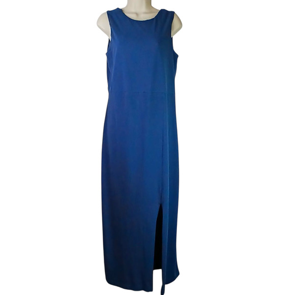 Pact SZ XL Organic Cotton Fit & Flare Midi Dress Twisted Back Detail Blue - Picture 1 of 7